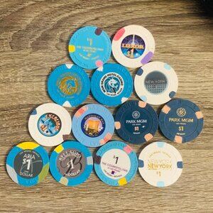 Lucky Gift Lot of 13 MGM Properties Las Vegas Chips Poker Aria Bellagio NYNY